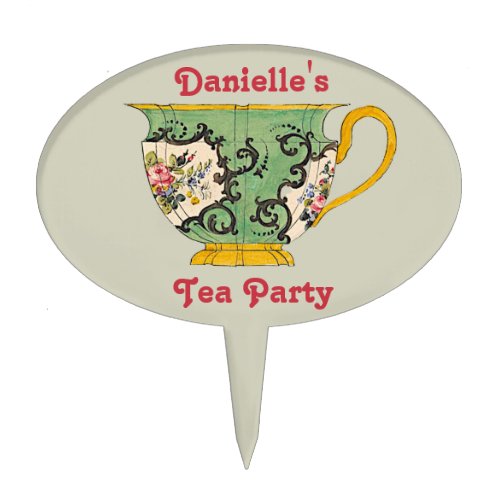 DANIELLE  VINTAGE Tea Cup  Tea Party  Cake Topper