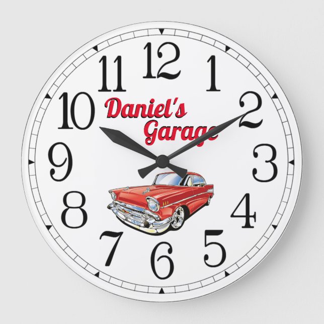 Daniel's Classic Car Garage Large Clock (Front)