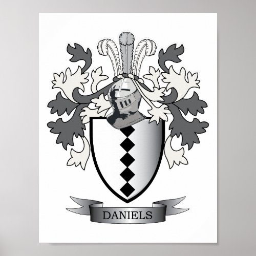 Daniels Family Crest Coat of Arms Poster