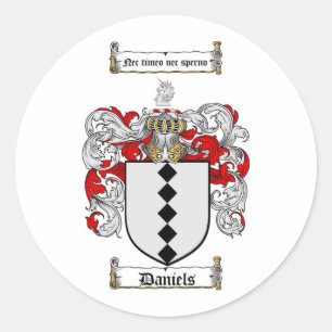 DANIELS FAMILY CREST - DANIELS COAT OF ARMS CLASSIC ROUND STICKER