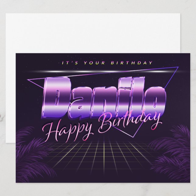 Danilo Name First name pura retro card Birthday (Front/Back)