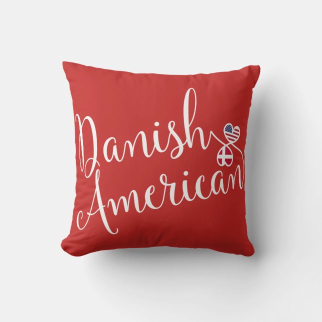 Danish American Entwined Hearts Throw Cushion (Front)