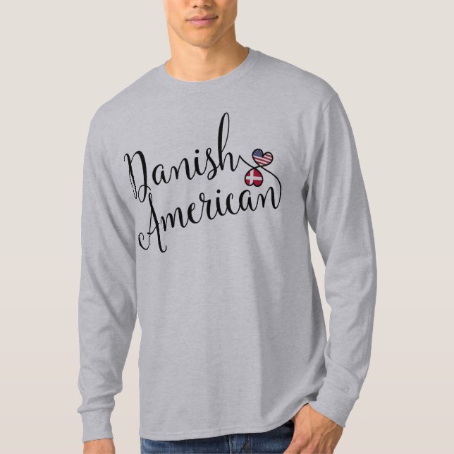 Danish American Entwinted Hearts  T-Shirt (Front)