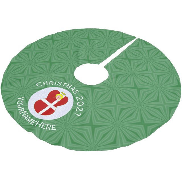 Danish Angel Christmas Flag Personalized  Brushed Polyester Tree Skirt (Angled)