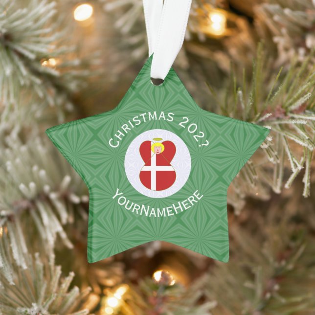 Danish Angel Christmas Flag Personalized  Ornament (Tree)