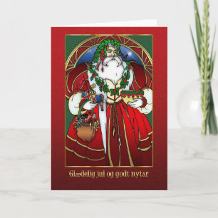 Danish Christmas Card - Santa Claus - Glæ delig Ju