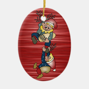 Danish Christmas Elves Ceramic Ornament