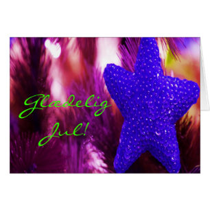 Danish Christmas Glædelig Jul Godt Nytår Blue Star Cards