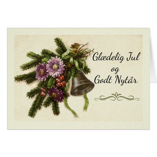Danish Christmas Glædelig Jul Vintage Greens (Front Horizontal)