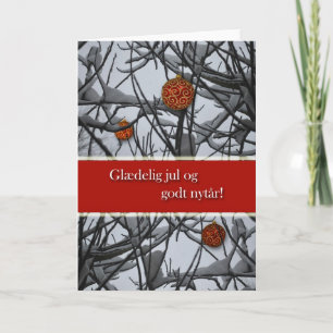Danish Christmas, Ornaments in Snow Holiday Card
