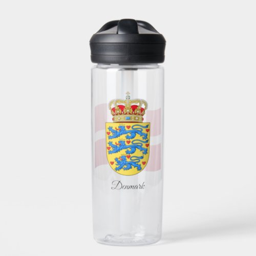 Danish Coat of Arms Flag Denmark Water Bottle