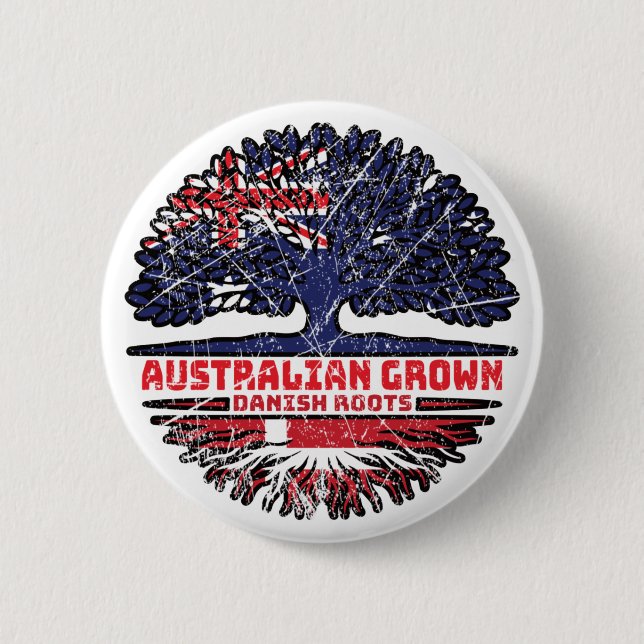 Danish Denmark Australian Australia Tree Roots Button (Front)