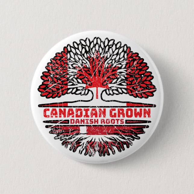 Danish Denmark Canadian Canada Tree Roots Flag Button (Front)