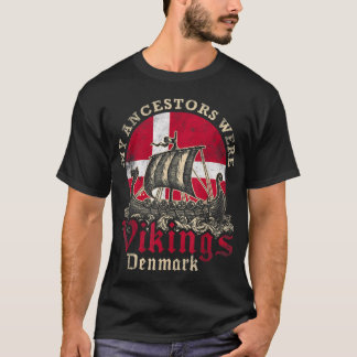 Danish Denmark Viking Ship Flag  T-Shirt