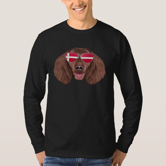 Danish Flag American Water Spaniel Dog Denmark Poc T-Shirt (Front)