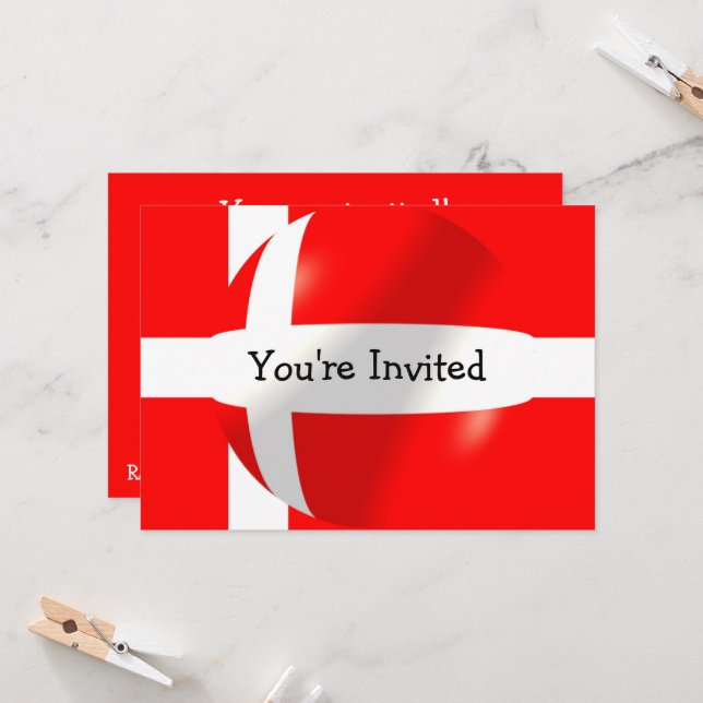 Danish Flag Any Occasion Invitation (Front/Back In Situ)