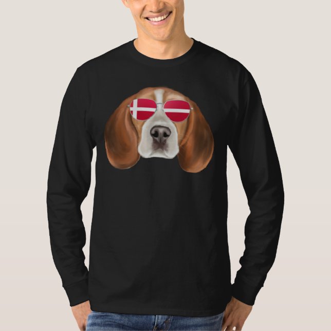 Danish Flag Beagle Dog Denmark Pocket T-Shirt (Front)