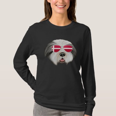 Danish Flag Bearded Collie Dog Denmark Pocket T-Shirt