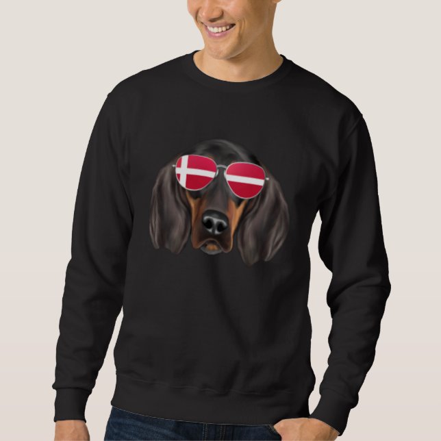 Danish Flag Black and Tan Coonhound Dog Denmark Po Sweatshirt (Front)