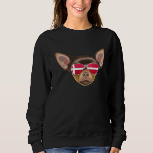 Danish Flag Brown Chihuahua Dog Denmark Pocket Sweatshirt