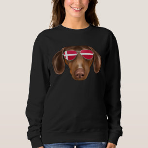 Danish Flag Brown Dachshund Dog Denmark Pocket Sweatshirt