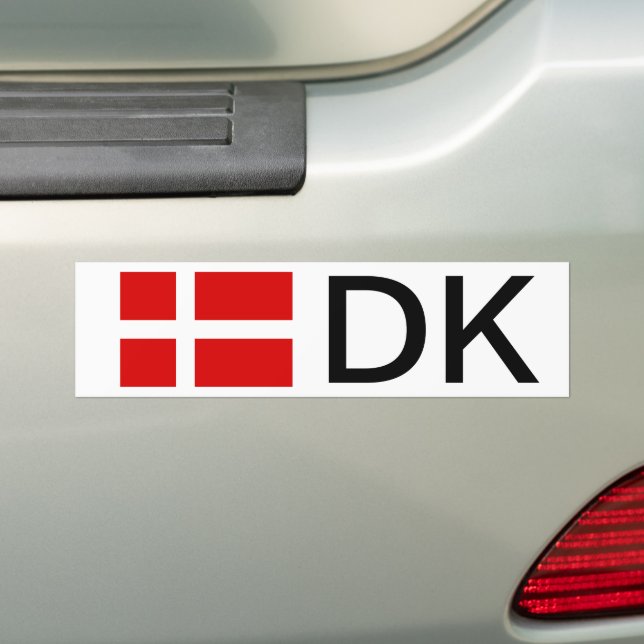 Danish flag bumper sticker with country code (On Car)