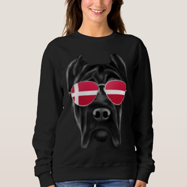 Danish Flag Cane Corso Dog Denmark Pocket Sweatshirt (Front)