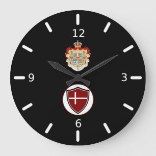 Danish flag-coat arms large clock