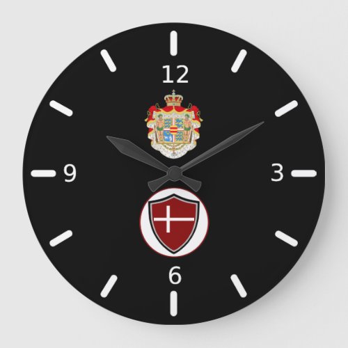 Danish flag_coat arms large clock