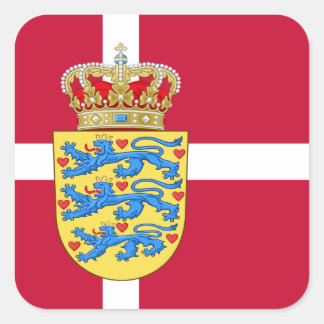 Danish Flag & Coat of Arms, Flag of Denmark Square Sticker