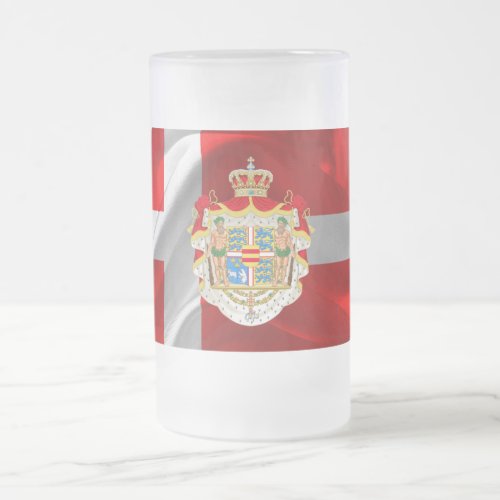 Danish flag_Coat of arms Frosted Glass Beer Mug