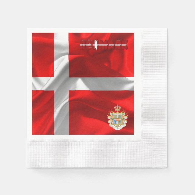 Danish flag-coat of arms    napkins (Front)