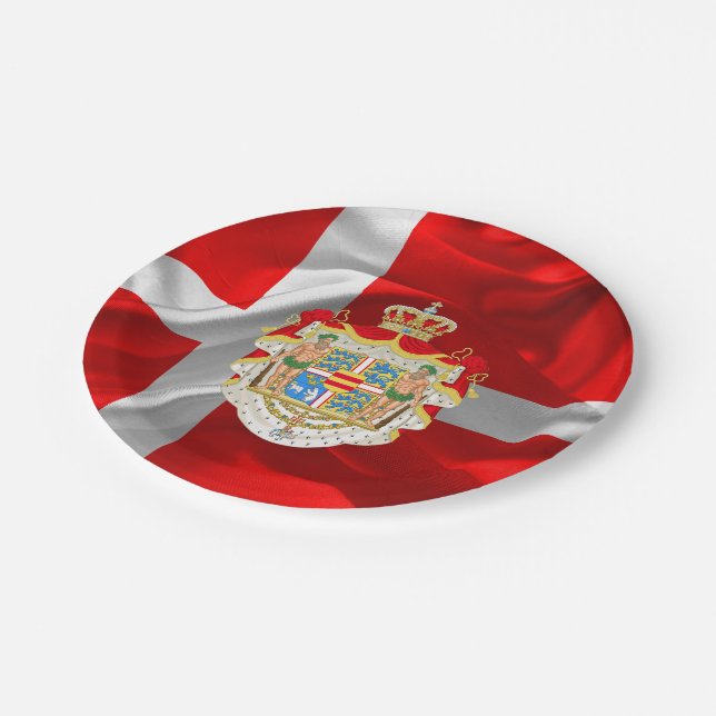 Danish flag-Coat of arms Paper Plates (Angled)