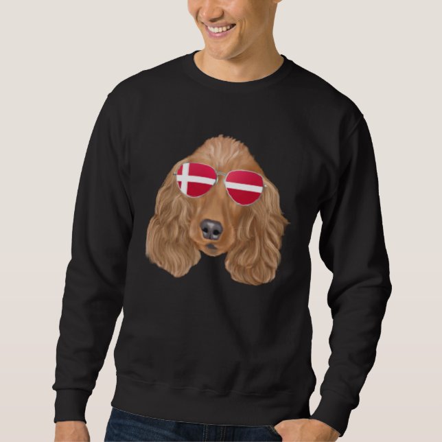 Danish Flag Cocker Spaniel Dog Denmark Pocket Sweatshirt (Front)