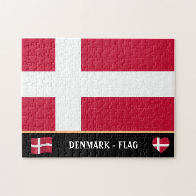 Danish Flag & Danes country / Denmark Jigsaw Puzzle (Horizontal)