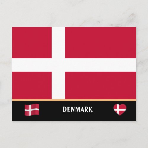 Danish Flag  Danish country travel  Denmark Postcard