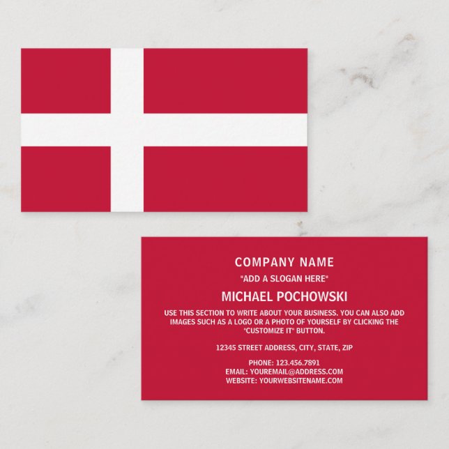 Danish Flag, Flag of Denmark Business Card (Front/Back)