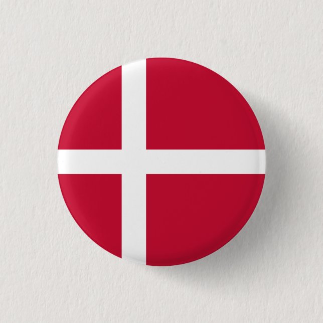 Danish Flag, Flag of Denmark Button (Front)