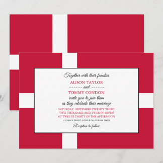 Danish Flag, Flag of Denmark Wedding Invitation