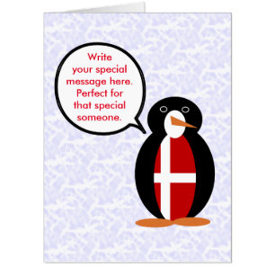 Danish Flag Holiday Ms. Penguin Talking Card