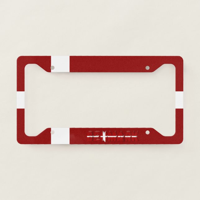 Danish flag license plate frame (Front)