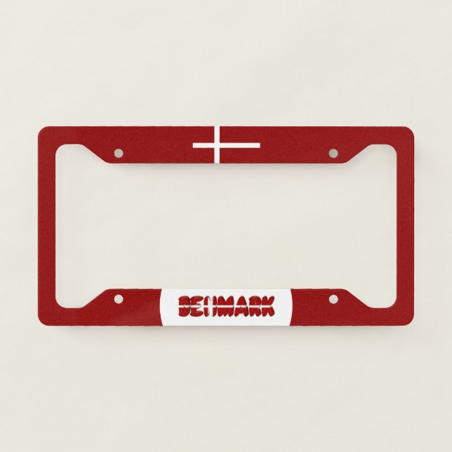 Danish flag license plate frame (Front)