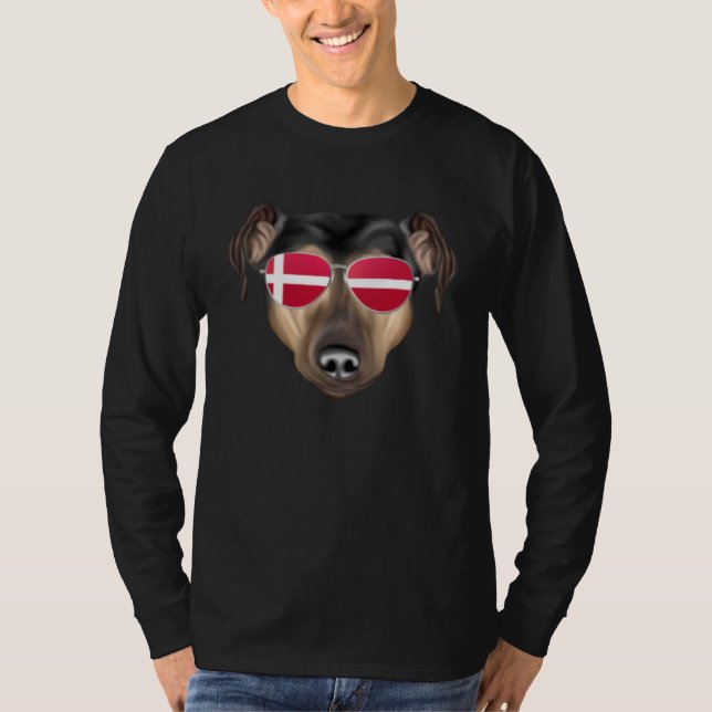 Danish Flag Manchester Terrier Dog Denmark Pocket T-Shirt (Front)