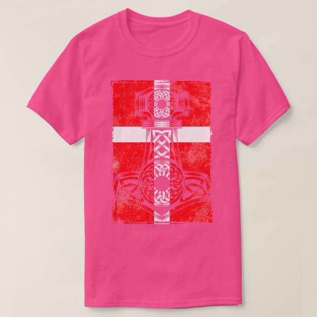 Danish Flag Mjlnir T-Shirt (Design Front)