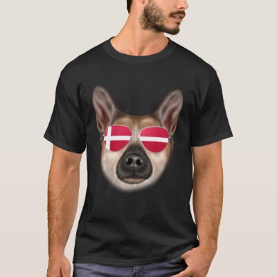 Danish Flag Norwegian Buhund Dog Denmark Pocket T-Shirt