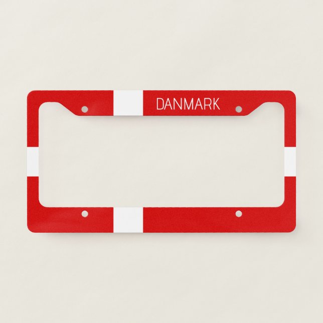 Danish flag of Denmark car license plate frame (Front)