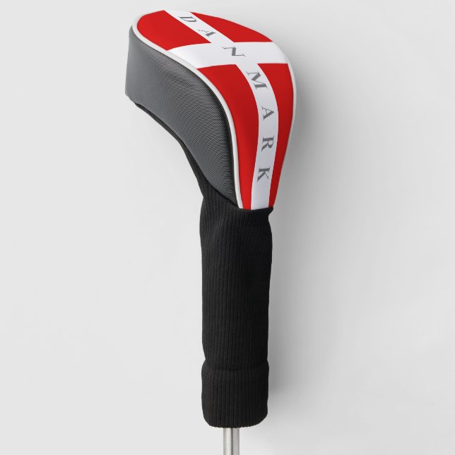 Danish flag of Denmark custom driver sock Golf Head Cover (Angled)