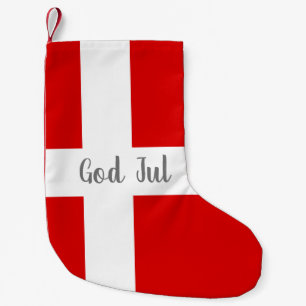 Danish flag of Denmark God Jul Christmas party Small Christmas Stocking