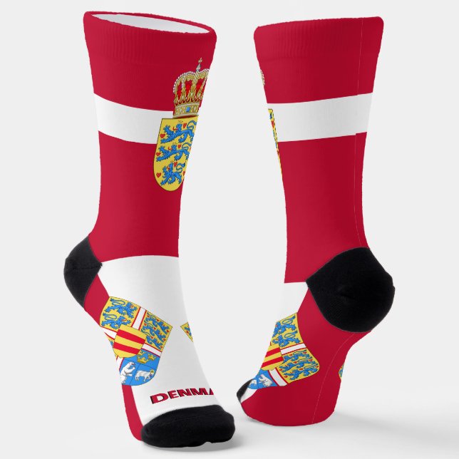 Danish Flag Patriotic, Sustainable Denmark Premium Socks (Angled)