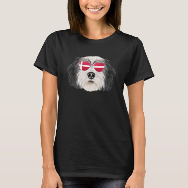Danish Flag Polish Lowland Sheepdog Dog Denmark Po T-Shirt (Front)